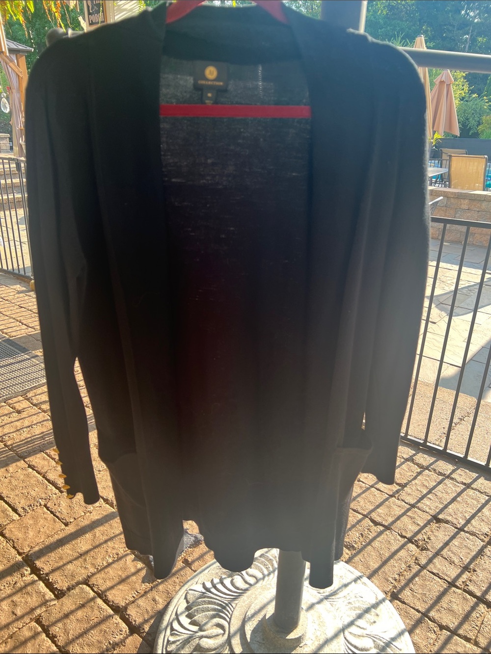 JM Collection Black Open-Front Lightweight Cardigan with Pockets